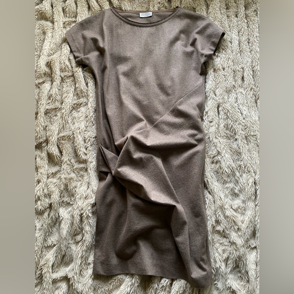 BRUNELLO CUCINELLI HEATHERED BROWN DRESS**xs